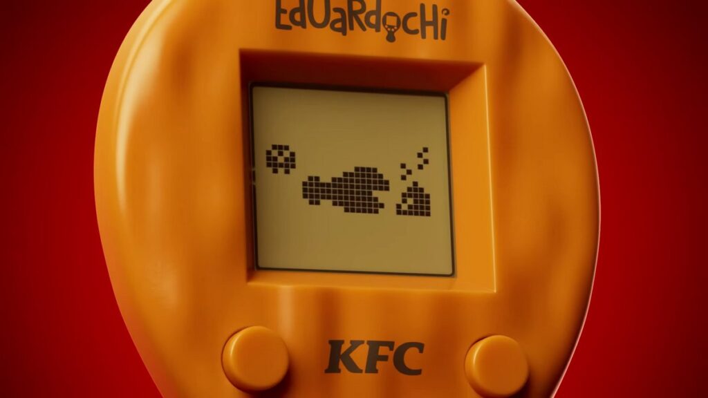 KFCスペインが発売したチキンナゲット型のデジタルペット「エドゥアルドッチ」の画像