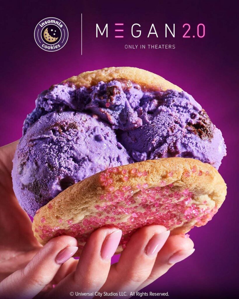 映画『M3GAN 2.0』とInsomnia Cookiesがコラボしたキャンペーンの画像