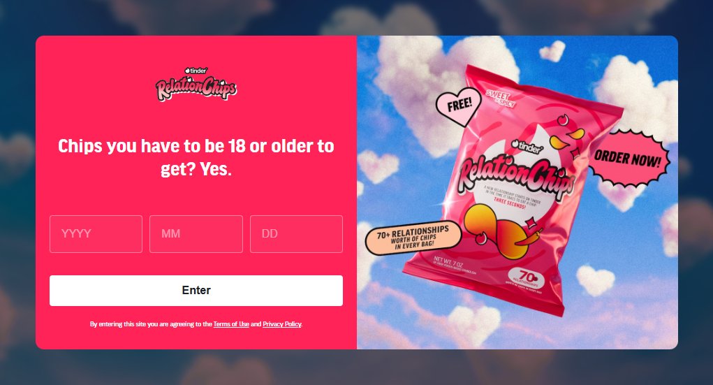 Tinderの18歳以上限定ポテトチップス「RelationChips」の画像