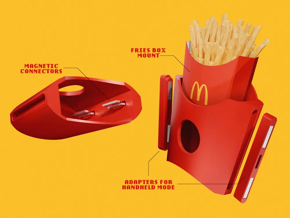 Nintendo Switch 2のための3Dプリントフライドポテトホルダー「GamiFries」の画像