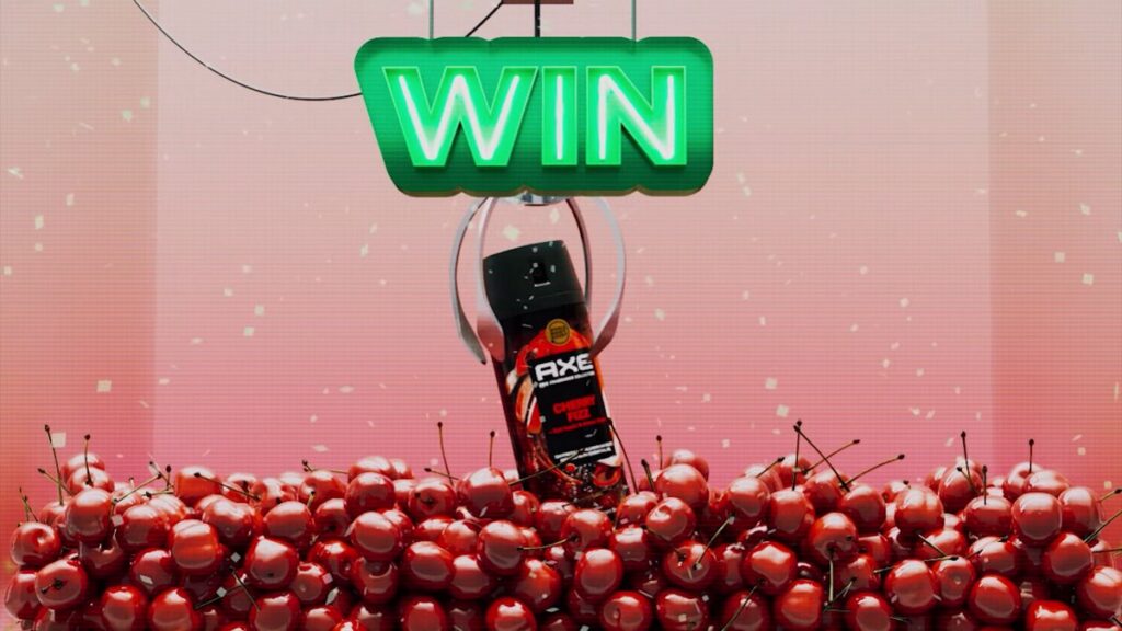 アテネのバス停がクレーンゲームになった、AXEの新作「Cherry Fizz」のプロモーションの画像