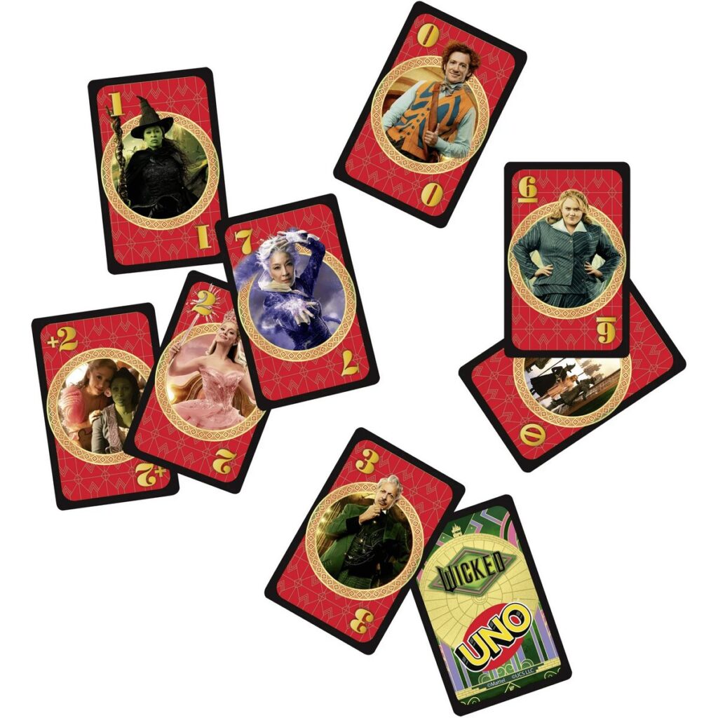 映画『ウィキッド』のビジュアルやキャラクターを大胆に取り入れた新作「UNO Wicked Card Game」の画像