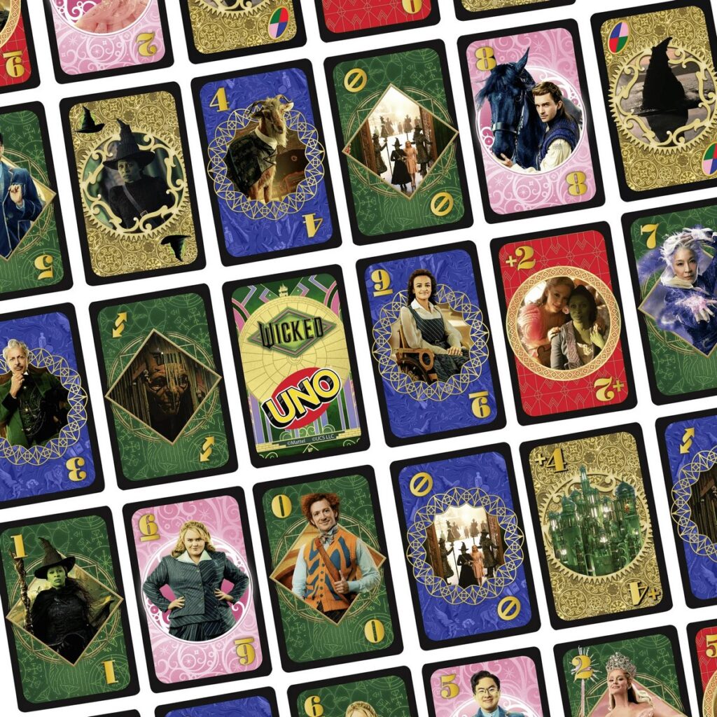 映画『ウィキッド』のビジュアルやキャラクターを大胆に取り入れた新作「UNO Wicked Card Game」の画像