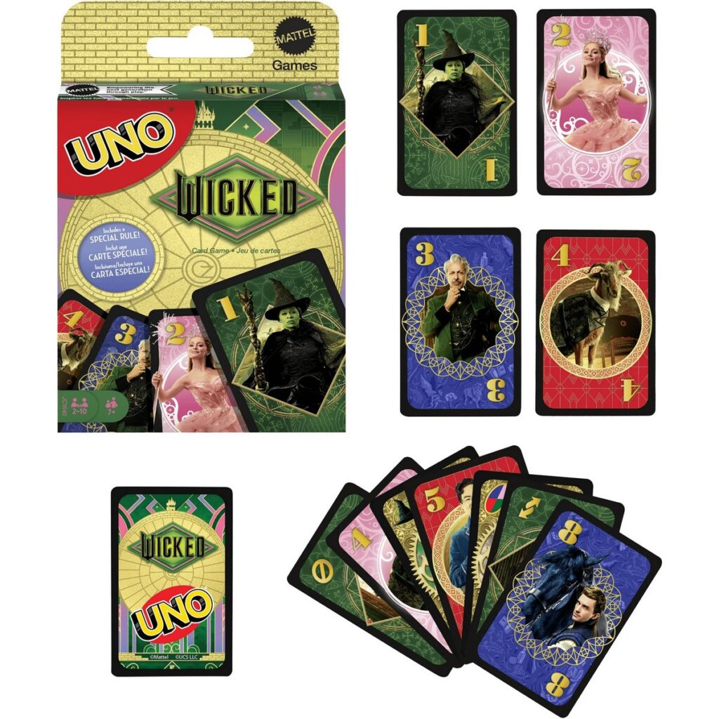 映画『ウィキッド』のビジュアルやキャラクターを大胆に取り入れた新作「UNO Wicked Card Game」の画像