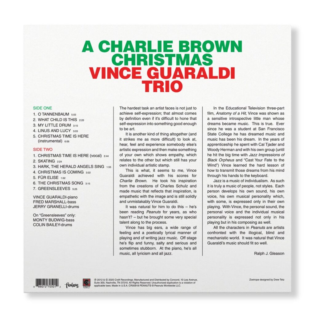 「A Charlie Brown Christmas」の60周年を記念した、「Zoetrope Picture Disc LP」の画像