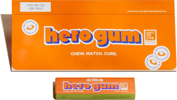 噛むだけで骨髄バンクに登録できる、命を救うガム「Hero Gum」の画像