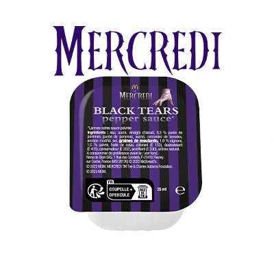マクドナルドフランスのNetflixシリーズ『ウェンズデー』に基づいた限定メニュー「M x Mercredi」の画像