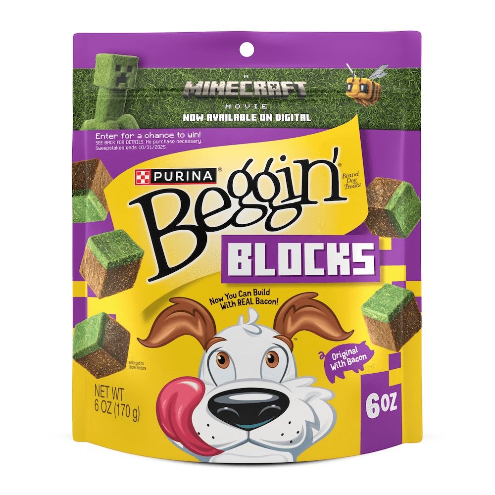 PurinaのBeggin'ブランドが発表した映画『マインクラフト／ザ・ムービー』にインスパイアされた新しい犬用おやつ「Beggin' Blocks」の画像