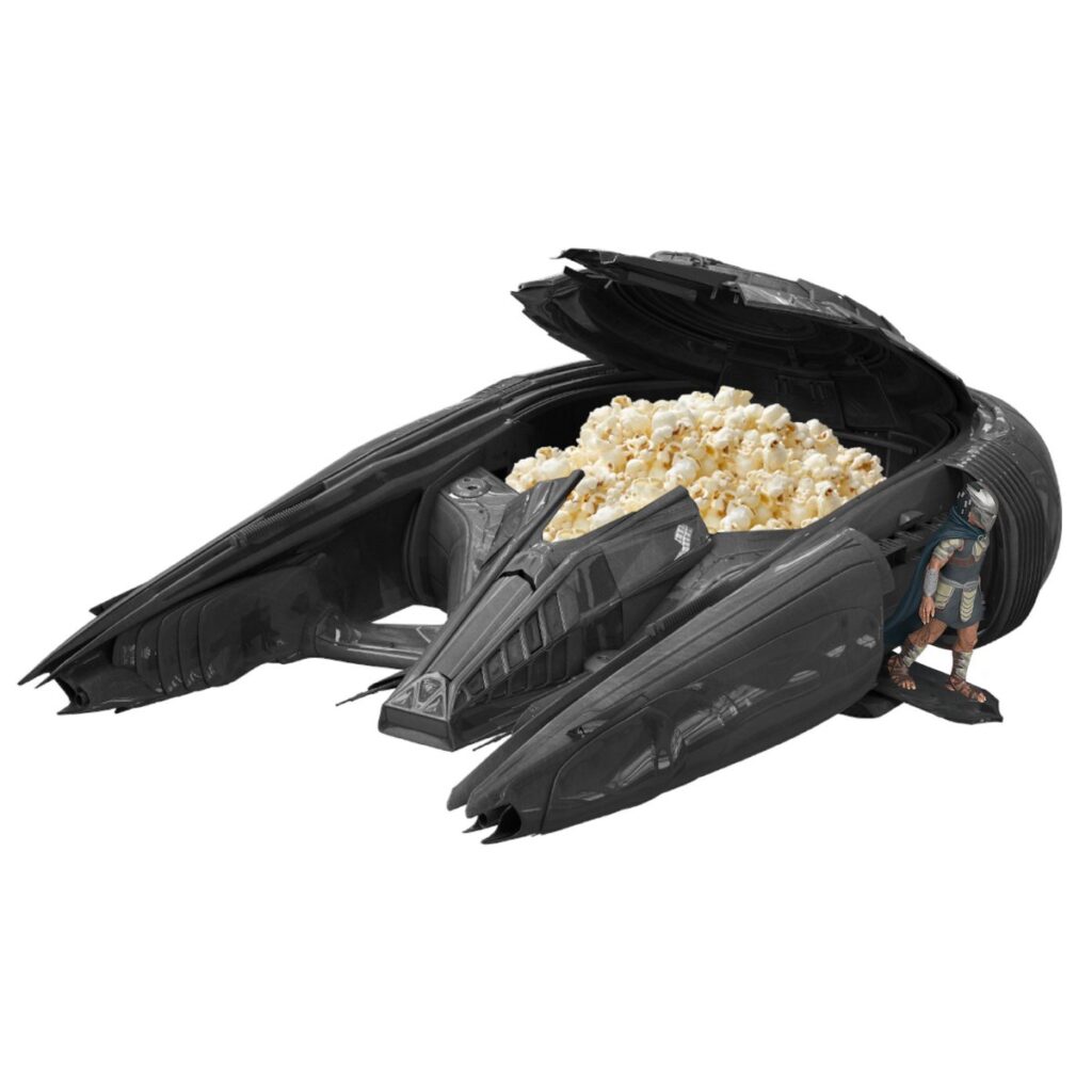 映画『プレデター:バッドランド』の公開にあわせて登場した、「Badlands Scout Ship Popcorn Bucket」の画像。