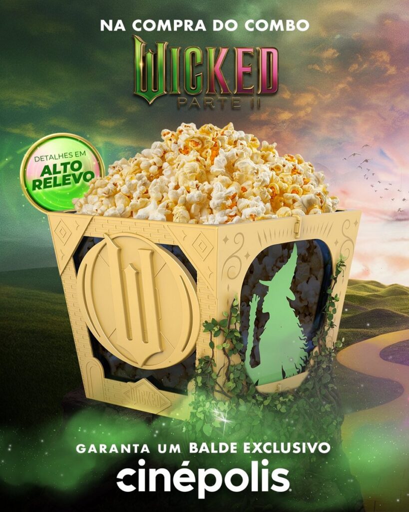 ブラジルの映画館チェーン「Cinépolis」が『ウィキッド 永遠の約束』の公開にあわせて発表した、ポップコーンバケットの画像