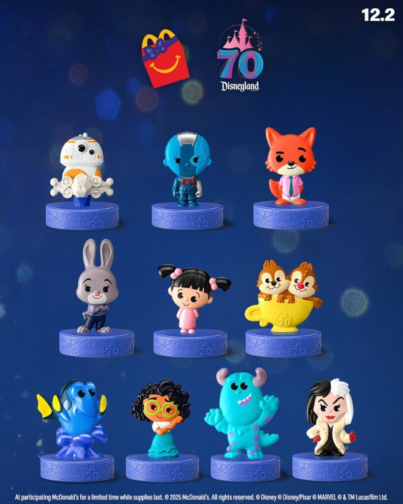米国マクドナルドが発売する、ディズニーランド・リゾート70周年を記念した「ディズニーランド・リゾート ハッピーセット」の画像