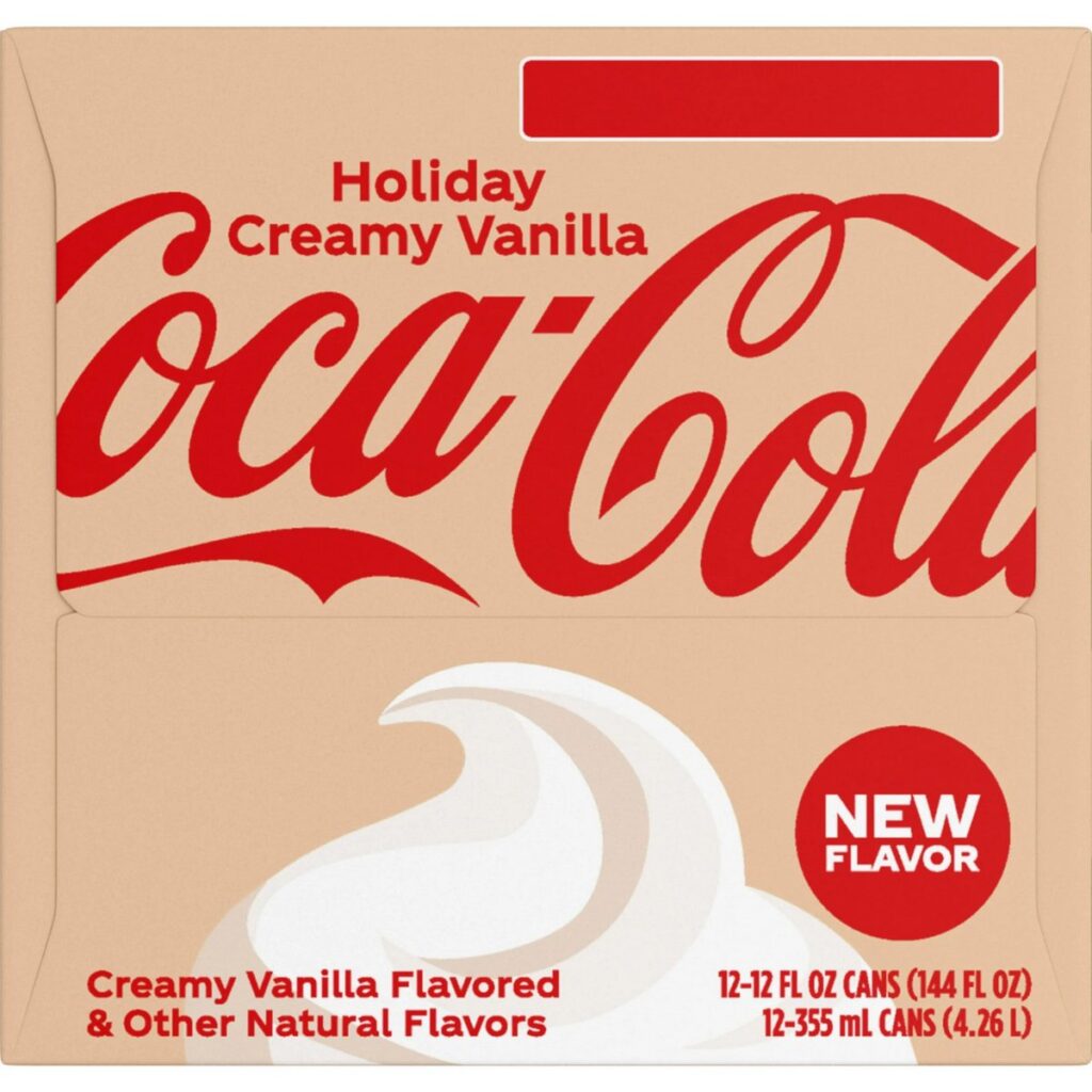 コカ・コーラが5年ぶりの新しいホリデー限定フレーバーとして発売した、「コカ・コーラ ホリデー クリーミーバニラ」の画像