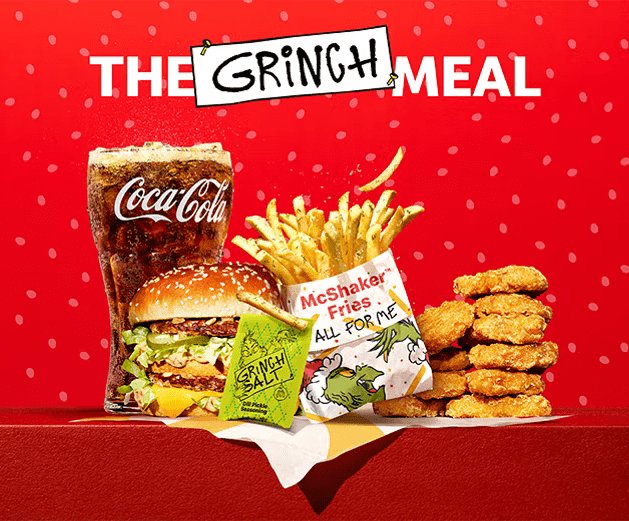 米国マクドナルドで発売される「The Grinch Meal」の画像