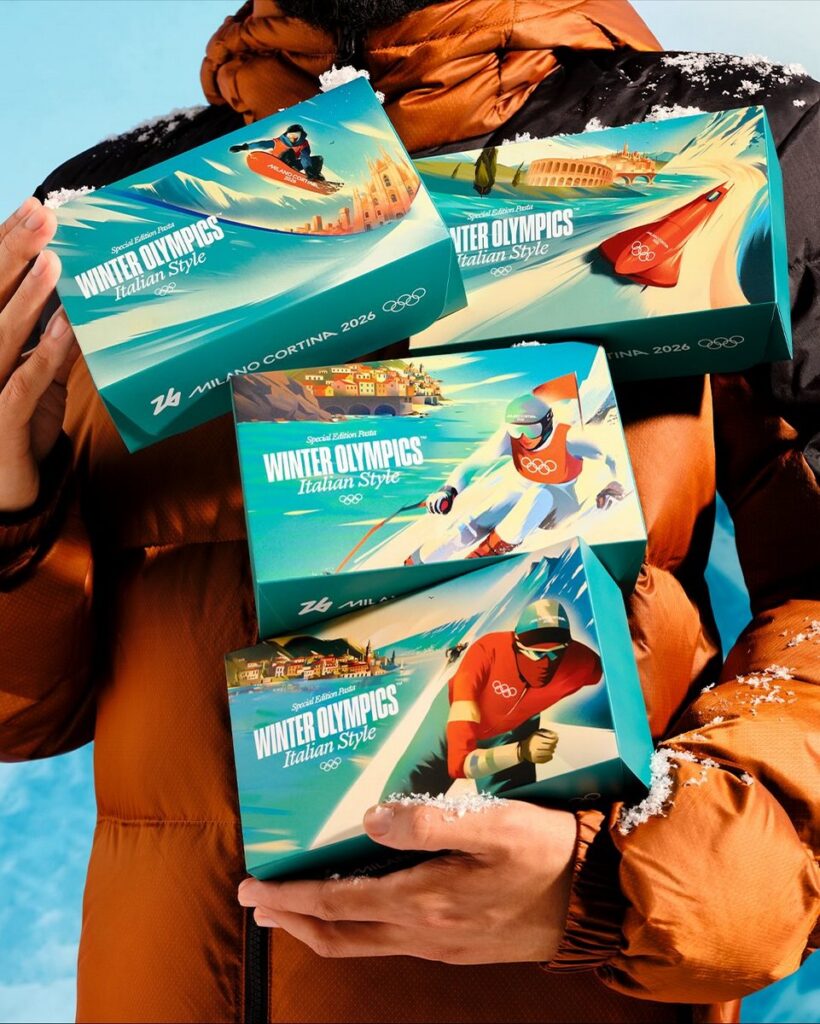 国際オリンピック委員会（IOC）が発表した、五輪マークを模した完全限定の特別パスタ「オリンピック・リング・パスタ」の画像