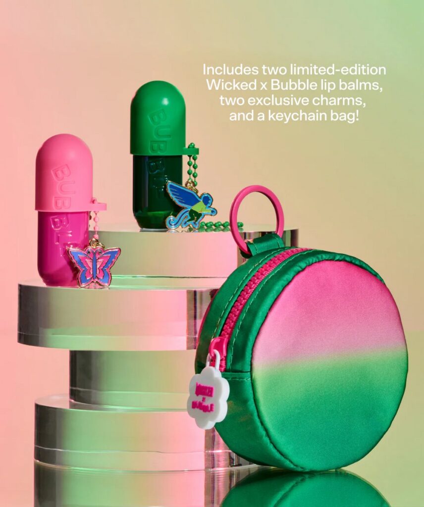 映画『ウィキッド 永遠の約束』とBUBBLE SKINCAREがコラボした限定アイテム『Wicked × Bubble: Other Half Lip Balm Set』の画像