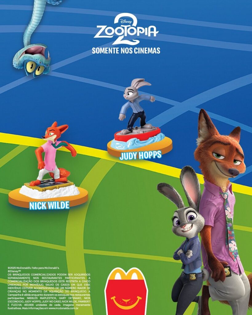 映画『ズートピア2』にあわせてブラジルのマクドナルドで展開されるハッピーセットの画像