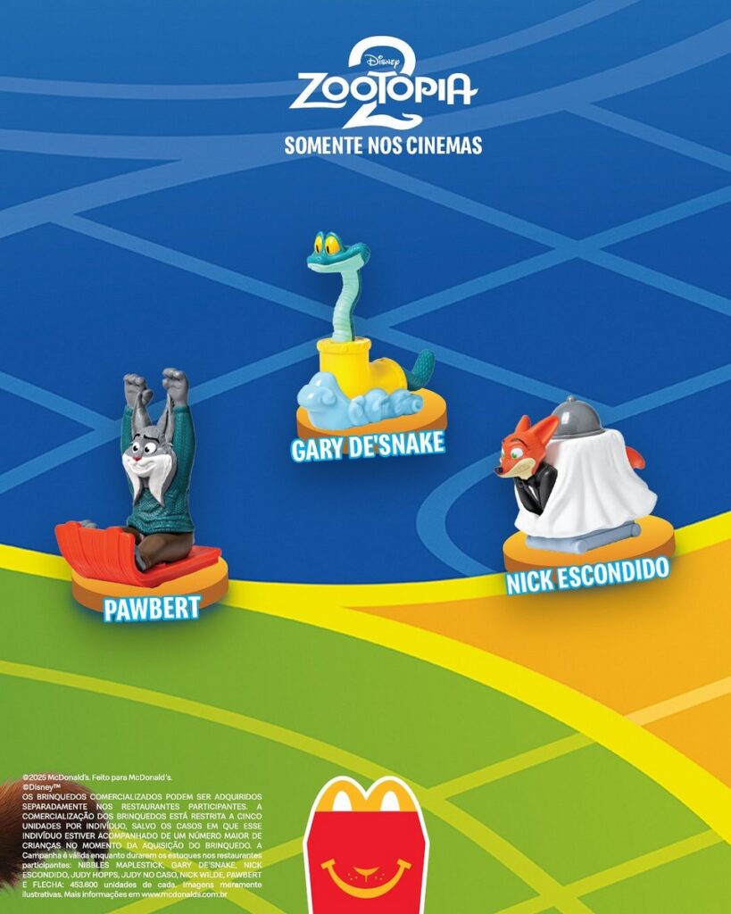 映画『ズートピア2』にあわせてブラジルのマクドナルドで展開されるハッピーセットの画像
