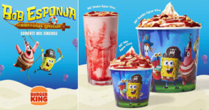 ブラジルバーガーキングが『劇場版スポンジ・ボブ　呪われた海賊と大冒険だワワワワワ！』の公開にあわせて展開する、「スポンジ・ボブ ムービーメニュー」の画像