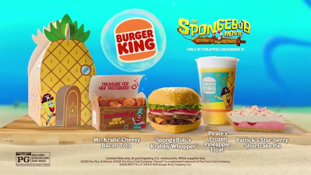 米国バーガーキングが『劇場版スポンジ・ボブ 呪われた海賊と大冒険だワワワワワ!』の公開にあわせて展開する、「スポンジ・ボブ ムービーメニュー」の画像