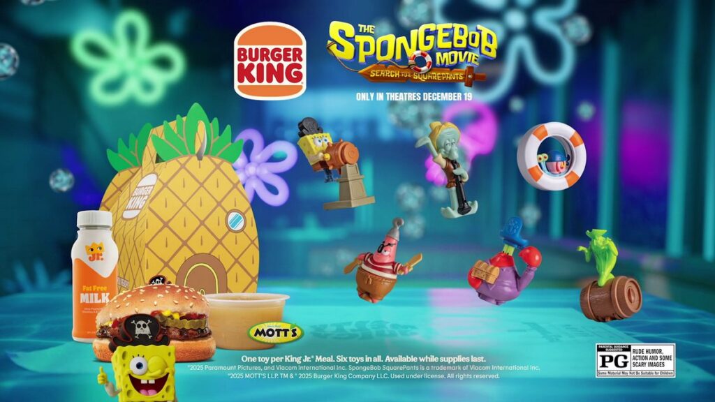 米国バーガーキングが『劇場版スポンジ・ボブ 呪われた海賊と大冒険だワワワワワ!』の公開にあわせて展開する、「スポンジ・ボブ ムービーメニュー」の画像