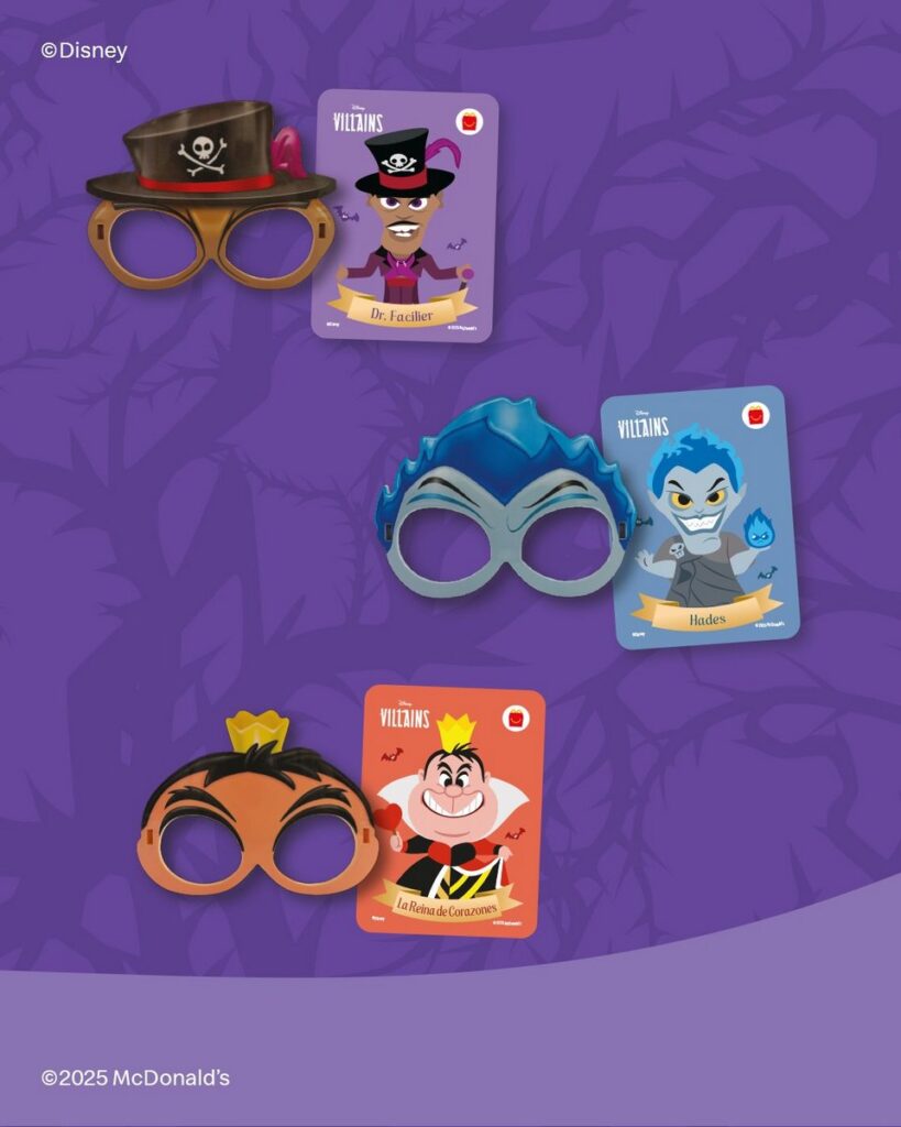 マクドナルド南米で展開されているハッピーセット「ディズニー・ヴィランズ・グラス」の画像