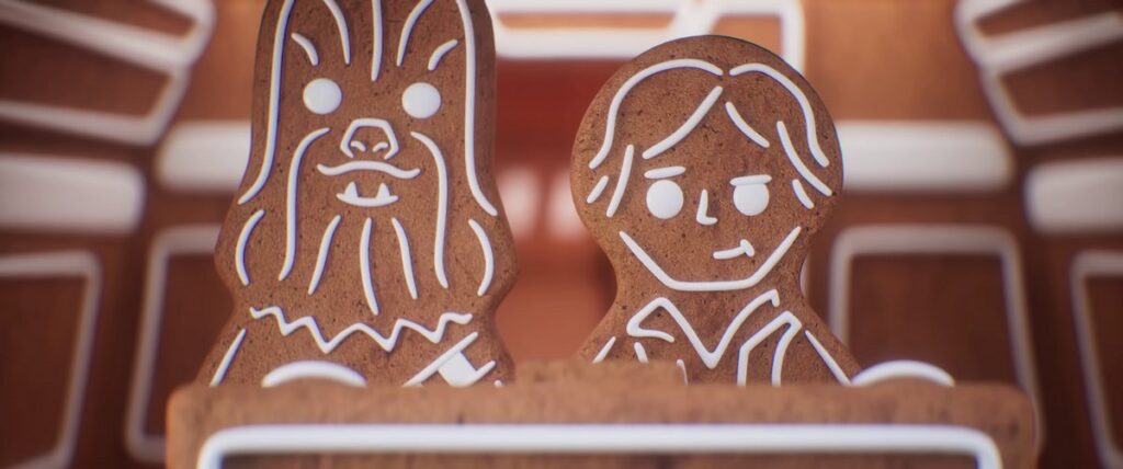 Industrial Light & Magic（ILM）が、スター・ウォーズの名シーンをジンジャーブレッドで再現したショートアニメ「The Gingerbread Death Star Crumbles」の画像