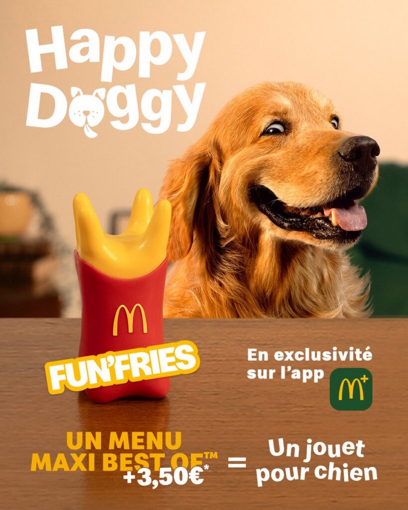 フランスのマクドナルドが発表した世界初の犬用マックトイコレクション「Happy Doggy」の画像