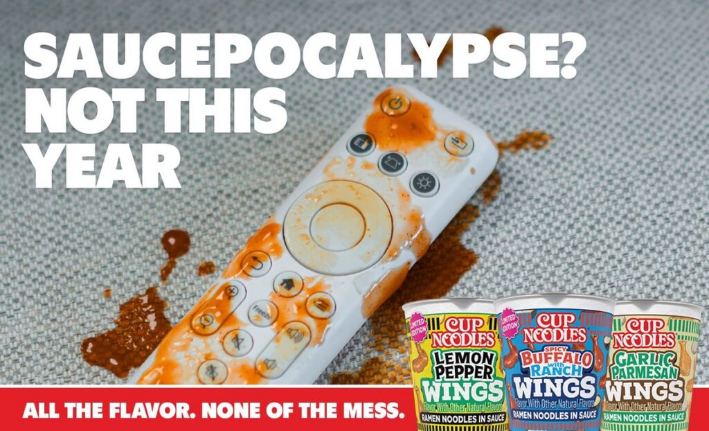 カップヌードルがアメリカ最大のスポーツイベント「ビッグゲーム（スーパーボウル）」に向けて発表した、新シリーズ「Cup Noodles Wings」の画像