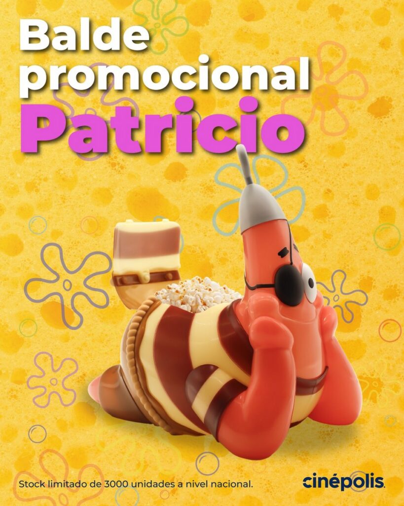 映画『劇場版スポンジ・ボブ　呪われた海賊と大冒険だワワワワワ！』の公開にあわせて登場した、Cinépolisの「パトリック・スター LEDポップコーンバケット」の画像