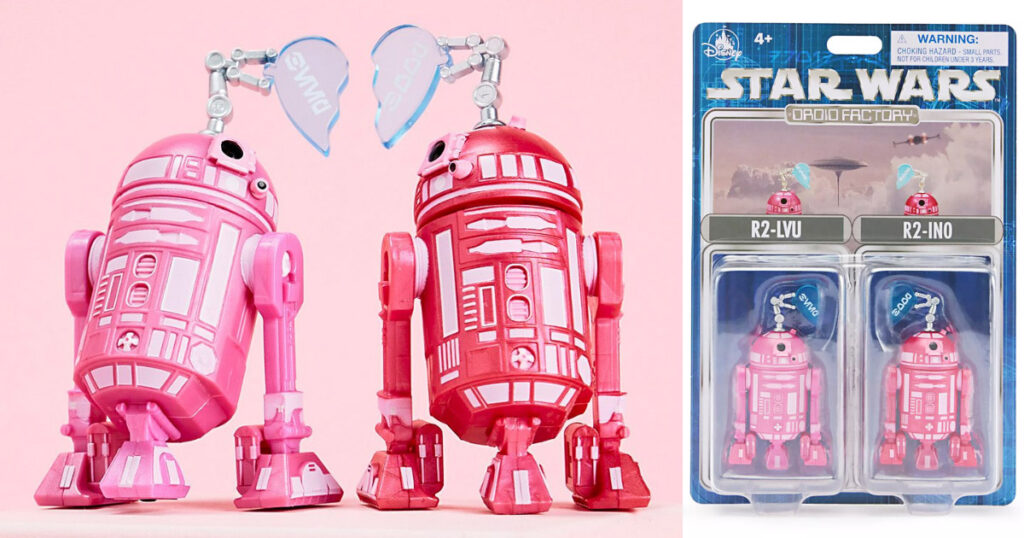 ディズニーストアから登場した2026年バレンタインデー向け新作セット「R2-LVU and R2-INO Valentine’s Day Star Wars Droid Factory Figure Set」の画像