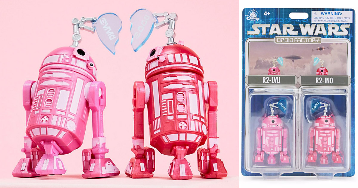 ディズニーストアから登場した2026年バレンタインデー向け新作セット「R2-LVU and R2-INO Valentine’s Day Star Wars Droid Factory Figure Set」の画像