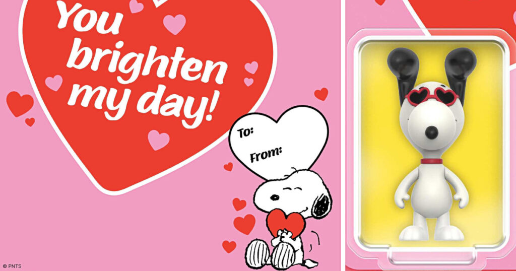アメリカのトイブランドSuper7が発売した、バレンタイン仕様のスヌーピーのフィギュア「Peanuts ReAction Figures - Snoopy (Heart Eyes)」