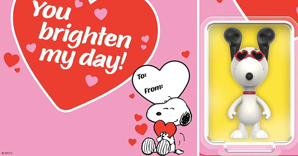 アメリカのトイブランドSuper7が発売した、バレンタイン仕様のスヌーピーのフィギュア「Peanuts ReAction Figures - Snoopy (Heart Eyes)」
