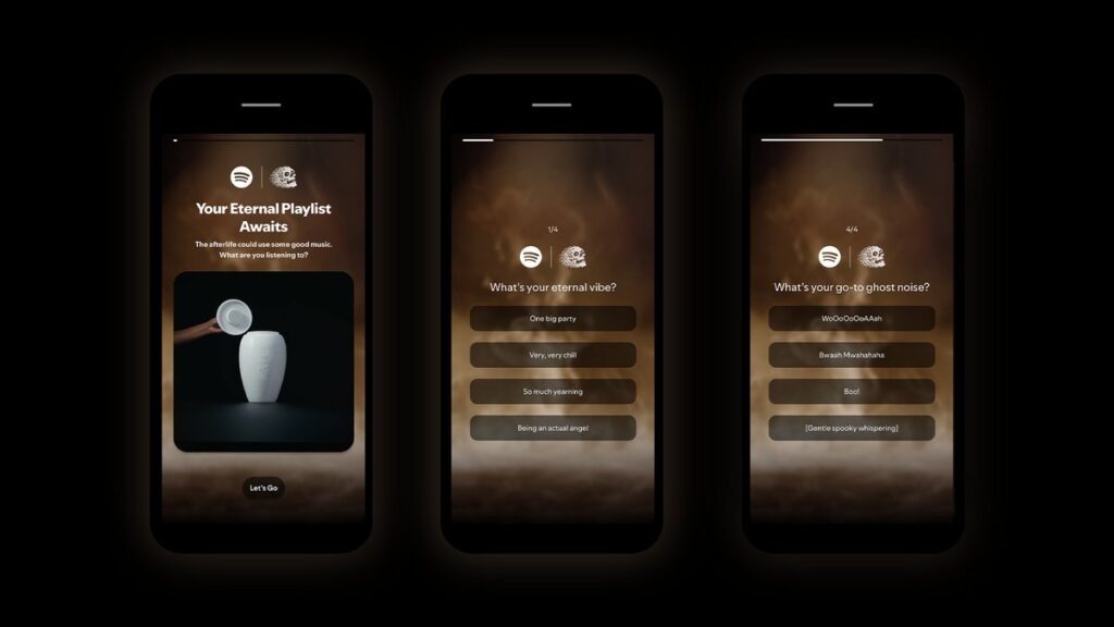 SpotifyとLiquid Deathが発表した、世界初の“音楽ストリーミング対応”骨壺「Eternal Playlist Urn」の画像。