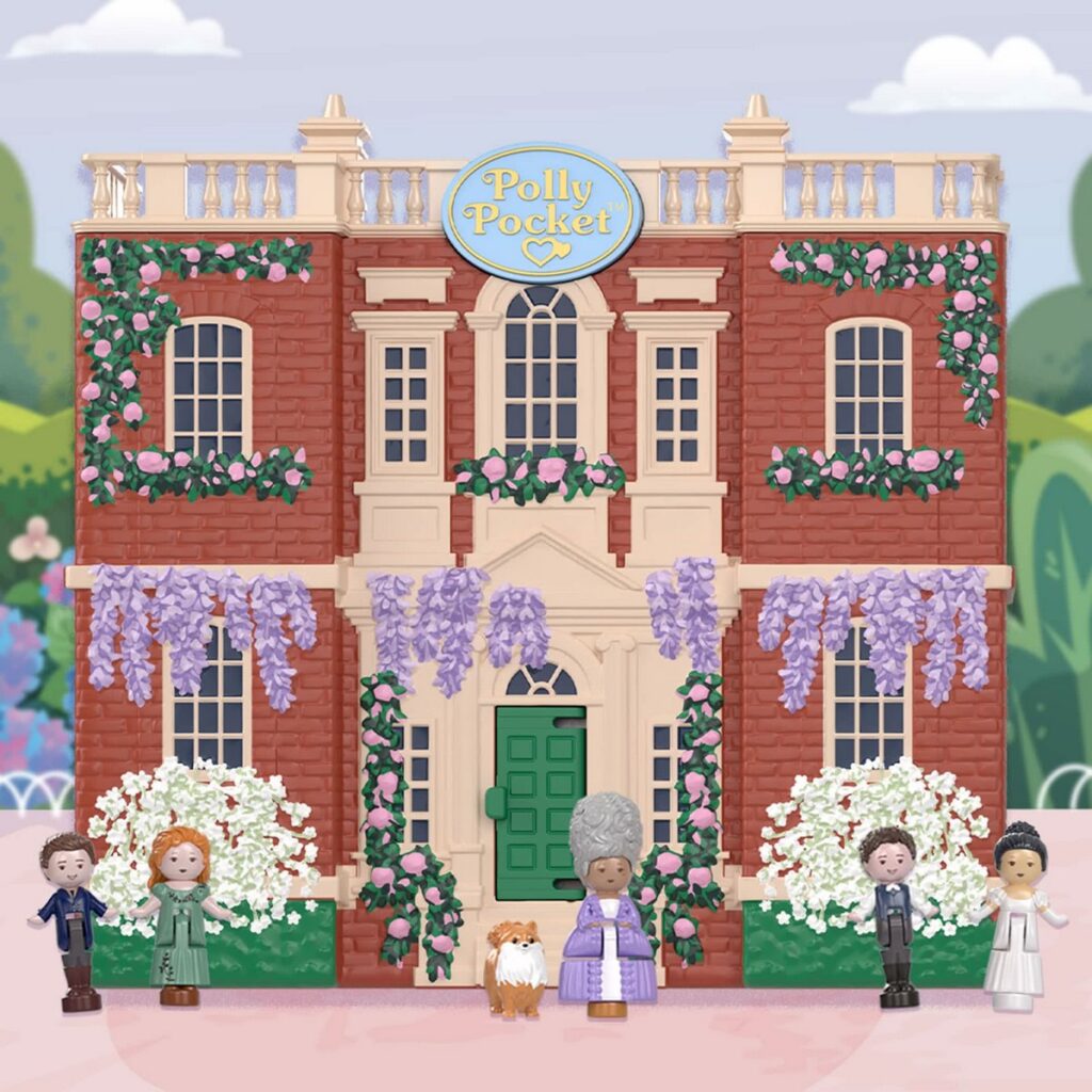 マテル・クリエーションズから発売される、Netflixドラマ『ブリジャートン家』をテーマにした「Polly Pocket Bridgerton Compact」の画像。