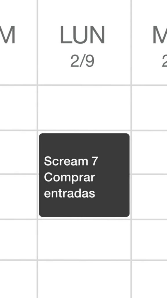 ペルーの映画館チェーンCinépolisがInstagramで公開した、『スクリーム7』のリール動画の画像。