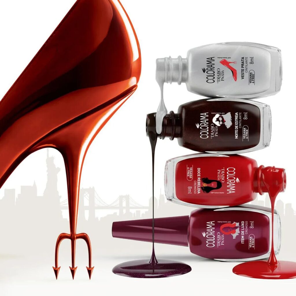 ブラジル発のネイルブランドColoramaが、続編となる『プラダを着た悪魔2』の公開にあわせて展開するネイルコレクションの画像。