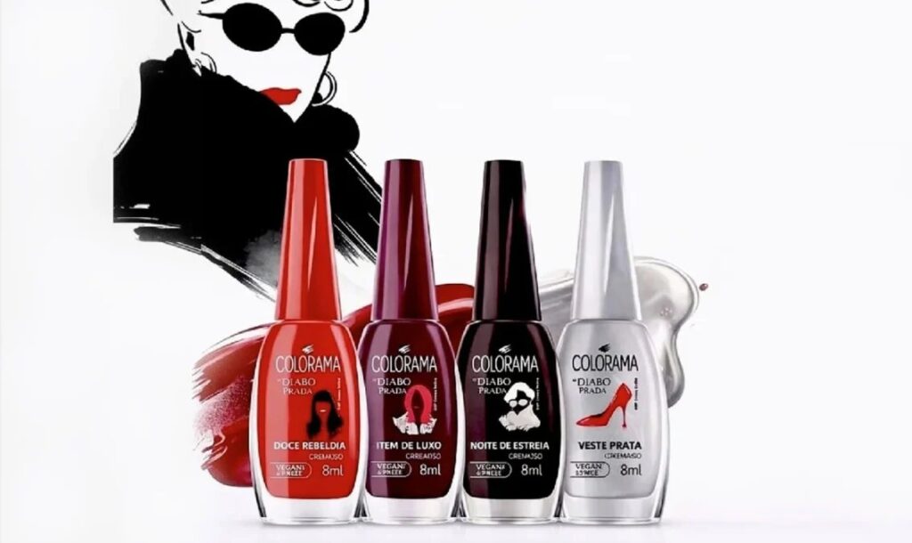 ブラジル発のネイルブランドColoramaが、続編となる『プラダを着た悪魔2』の公開にあわせて展開するネイルコレクションの画像。