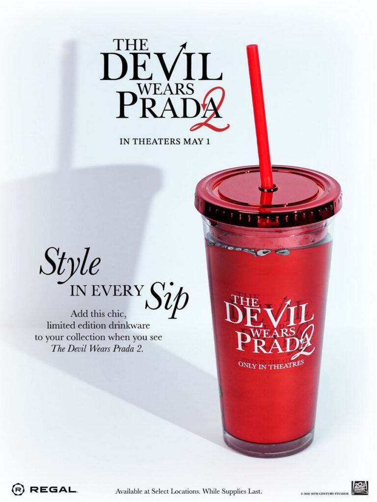 映画『プラダを着た悪魔 2』の公開に向けて、アメリカの映画館チェーン各社が展開するキャンペーンの画像。