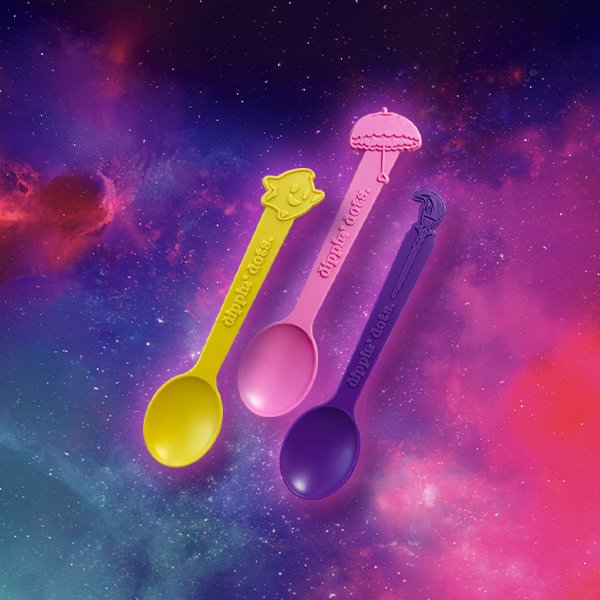 米国のアイスクリームブランド ディッピン・ドッツ が、映画 『ザ・スーパーマリオギャラクシー・ムービー』とタッグを組み発表した、限定フレーバー「Galaxy Pop」の画像。