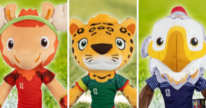 2026年FIFAワールドカップに向けてJazwares が発表した、FIFA公式のぬいぐるみコレクションの画像。