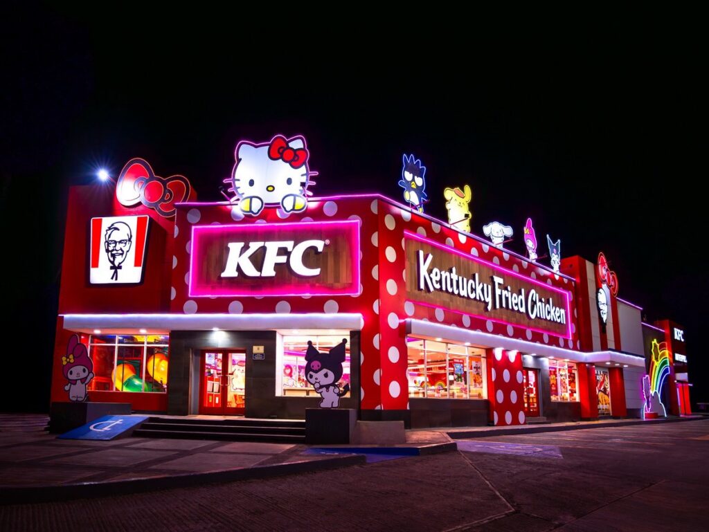 メキシコKFCのハローキティポップアップの画像。