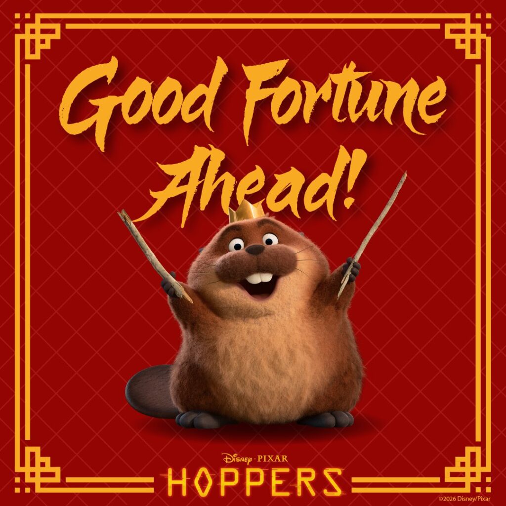 ディズニー＆ピクサー最新作『私がビーバーになる時』の公開にあわせアジアで展開される、春節をテーマにしたキャンペーンの画像。