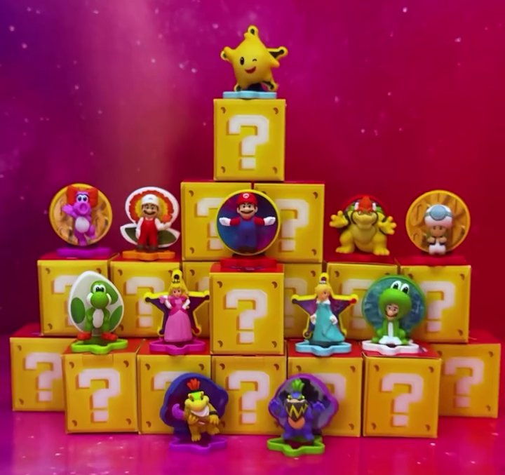 米国のマクドナルドが展開する、映画『ザ・スーパーマリオギャラクシー・ムービー』と連動したハッピーセットの画像。