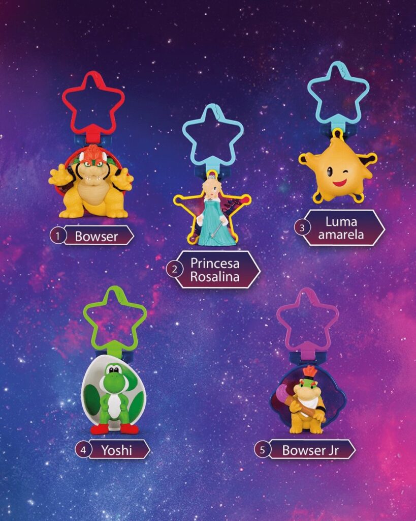 ブラジルのマクドナルドが展開する、映画『ザ・スーパーマリオギャラクシー・ムービー』と連動したハッピーセットの画像。