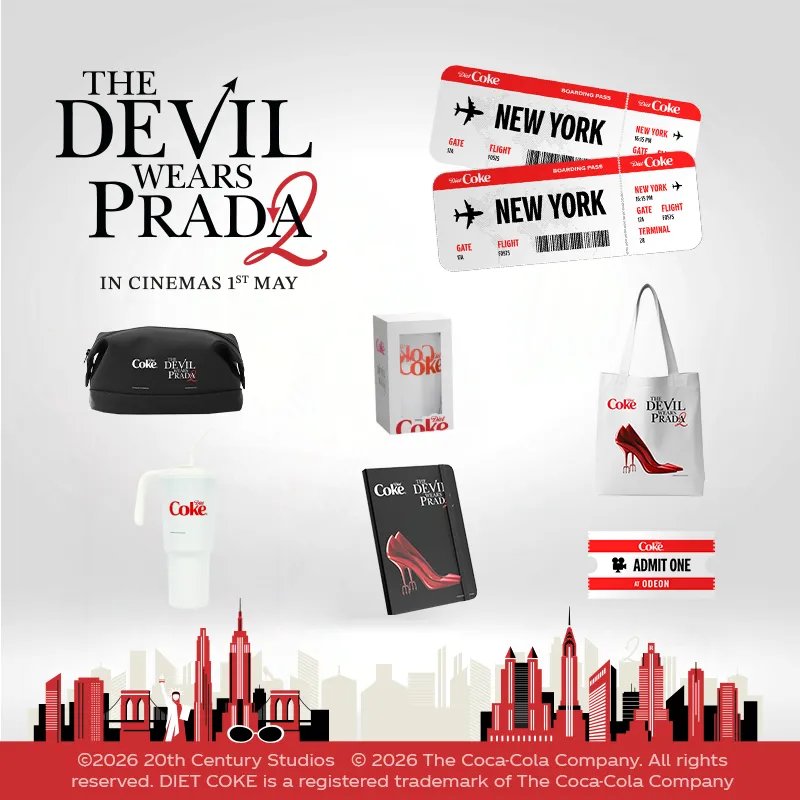 映画『プラダを着た悪魔2』×ダイエット・コークのコラボキャンペーンの画像。