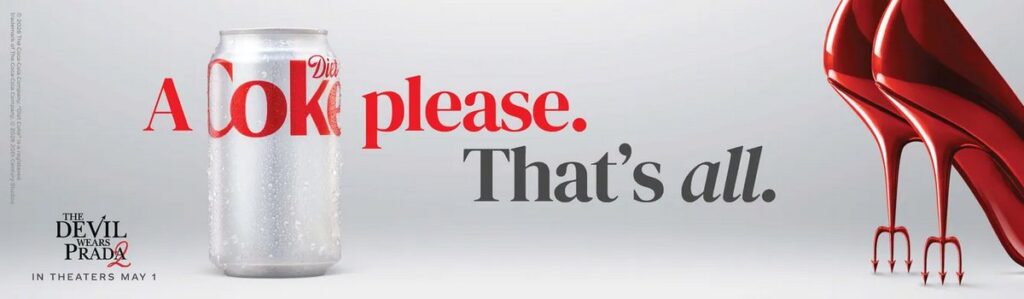 映画『プラダを着た悪魔2』×ダイエット・コークのコラボキャンペーンの画像。