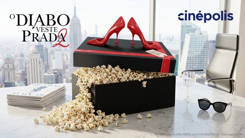 映画『プラダを着た悪魔2』公開にあわせて、Marcus TheatresとCinépolisが展開する限定ポップコーンバケットとコラボメニューの画像。