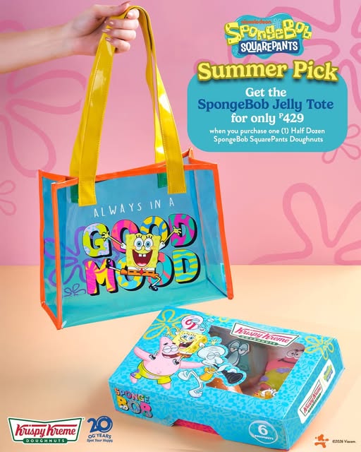 クリスピー・クリームがフィリピン限定で展開する、人気アニメ『スポンジ・ボブ』とコラボした限定ドーナツコレクションの画像。