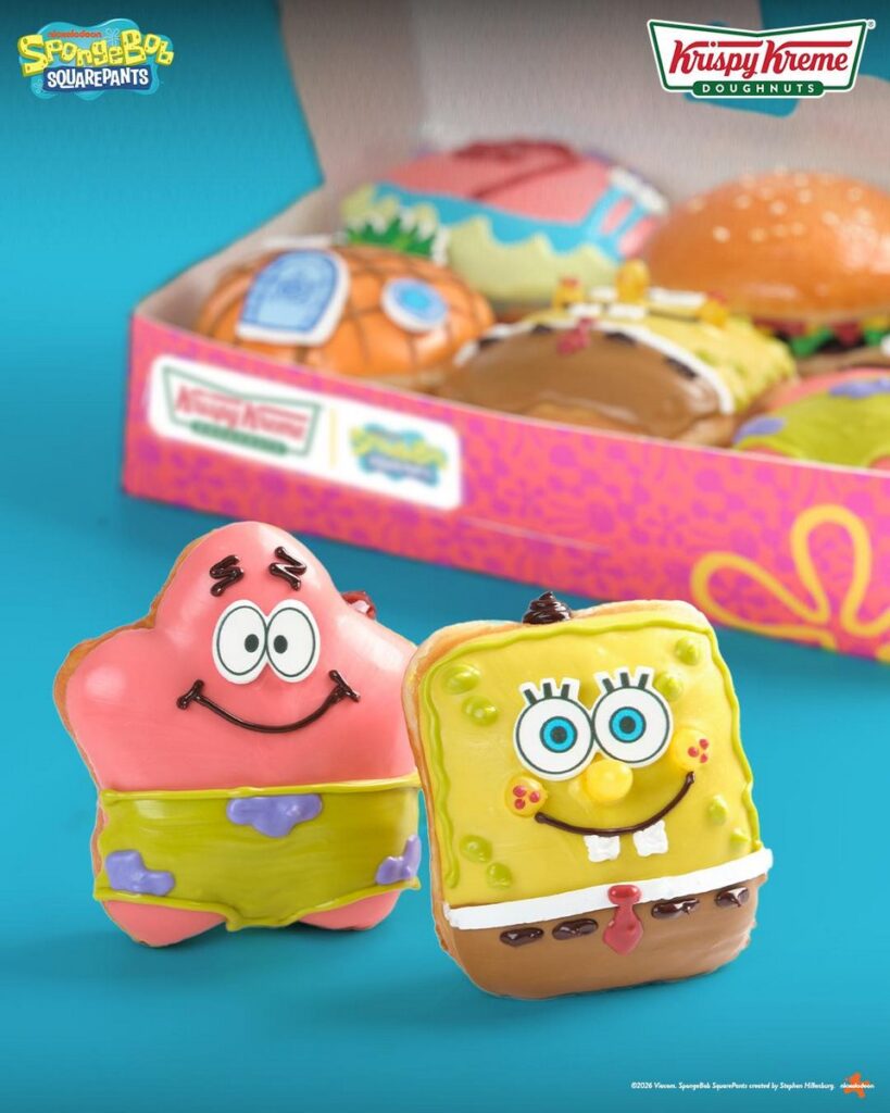 クリスピー・クリームがフィリピン限定で展開する、人気アニメ『スポンジ・ボブ』とコラボした限定ドーナツコレクションの画像。